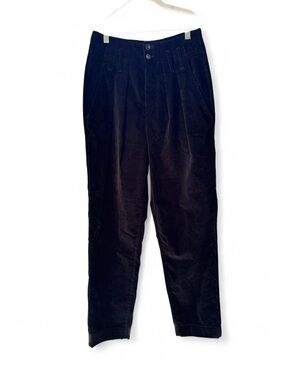 Doen Black Corduroy High-Rise Tapered Pants